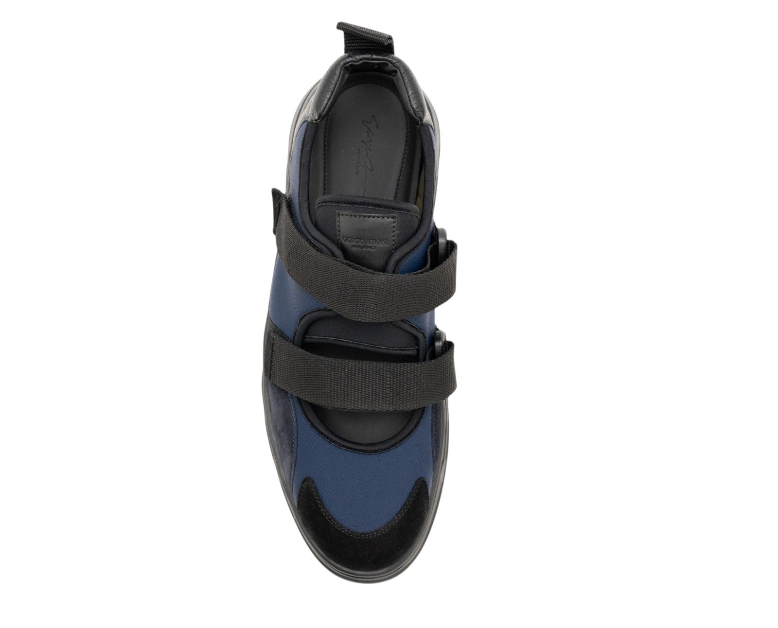 1450$ GIORGIO ARMANI Sneakers Shoes Strapped Blue Black Suede 10 UK 11 US 44 IT