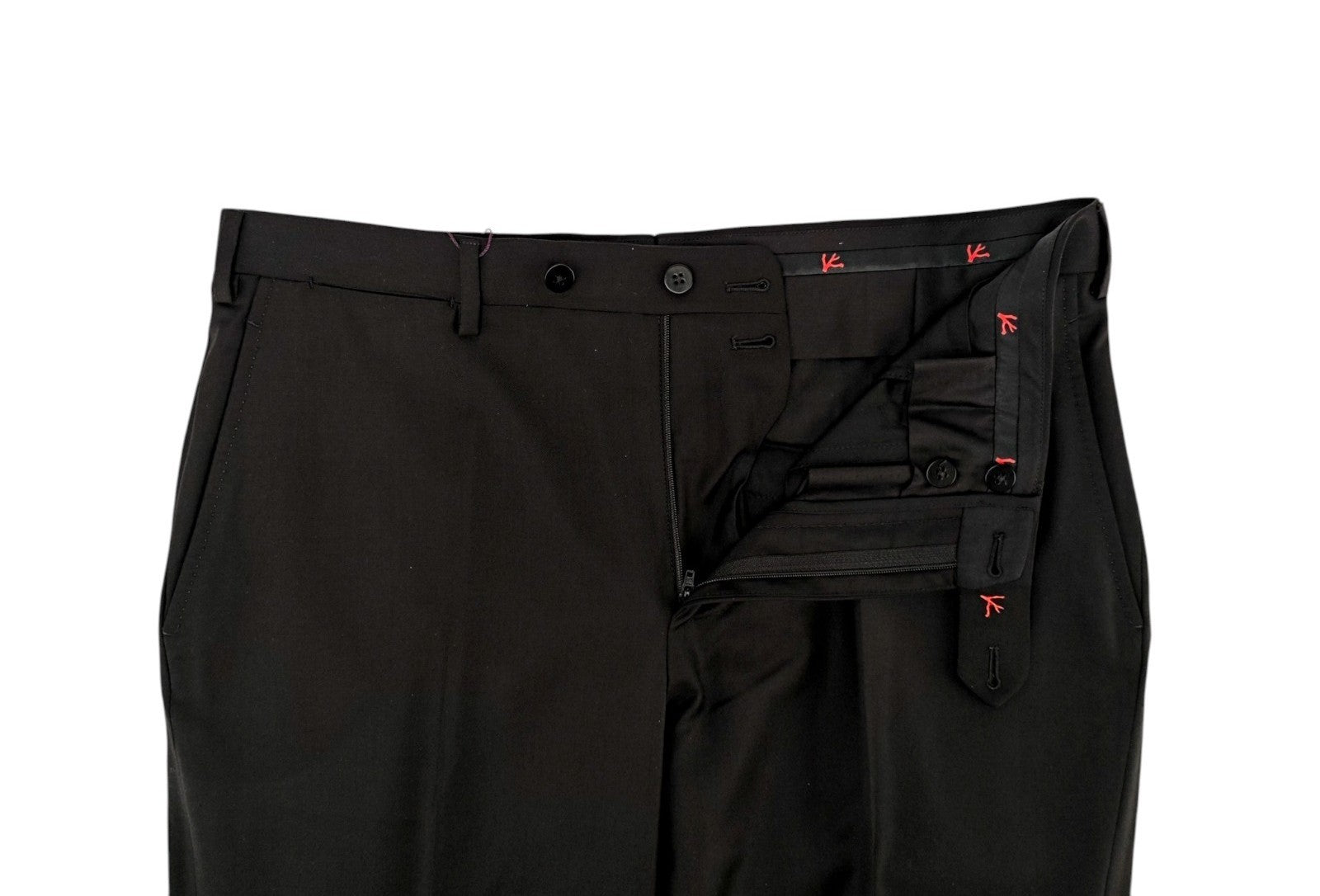 1750$ ISAIA "Sanità" Black Hand-Sewn Tapered Dress Pant Wool 36 US / 52 EU 8C