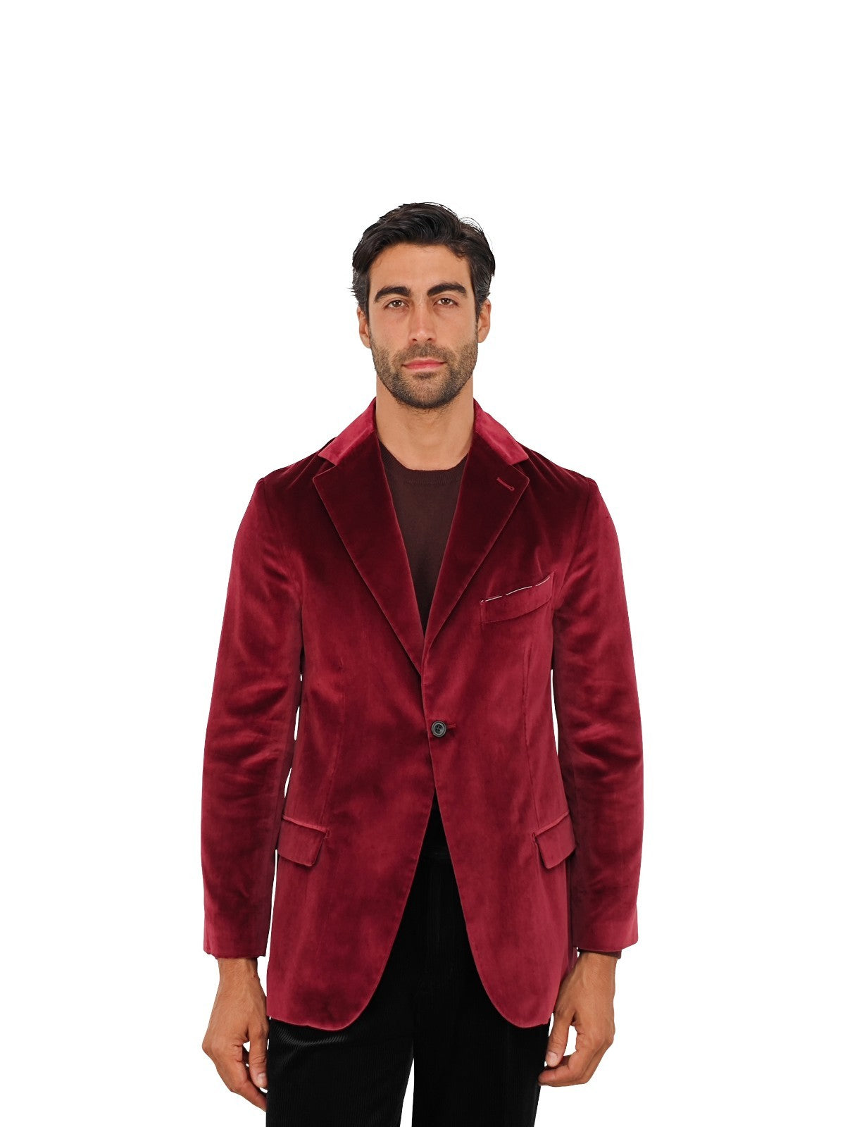 $1660 RUBINACCI NAPOLI Bordeaux 1 Buttons Jacket Velvet Cotton / Silk