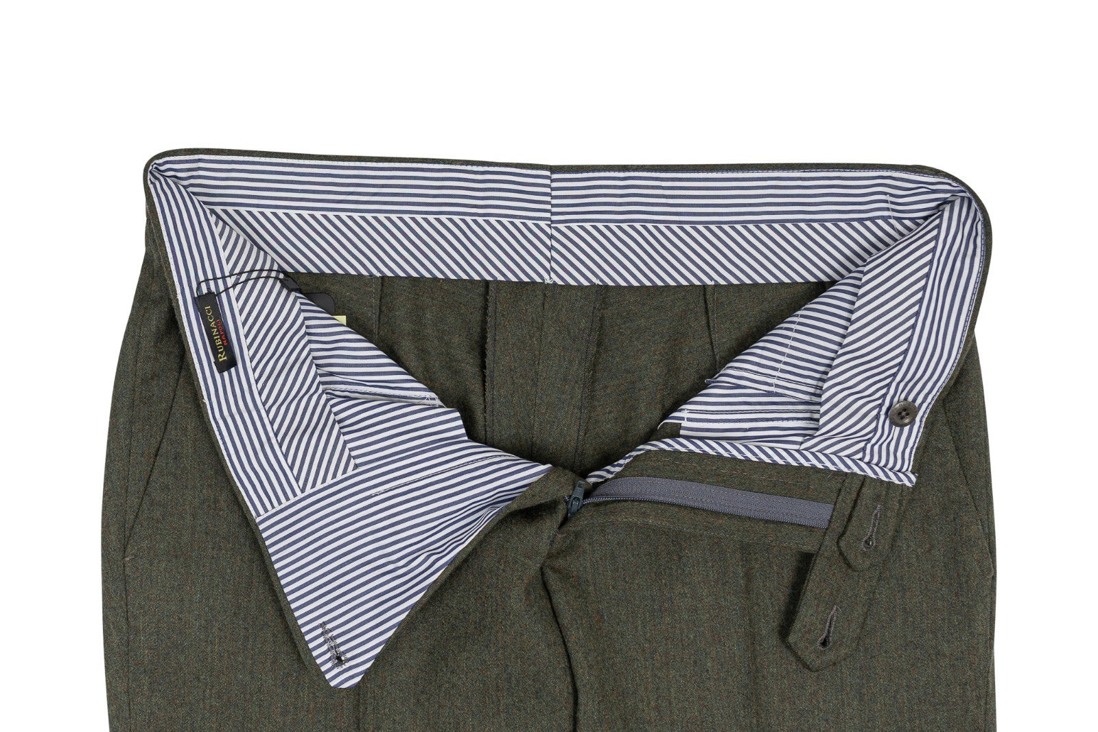 670$ RUBINACCI NAPOLI English Green Trouser Pant Flannel Wool 30 US / 46 EU
