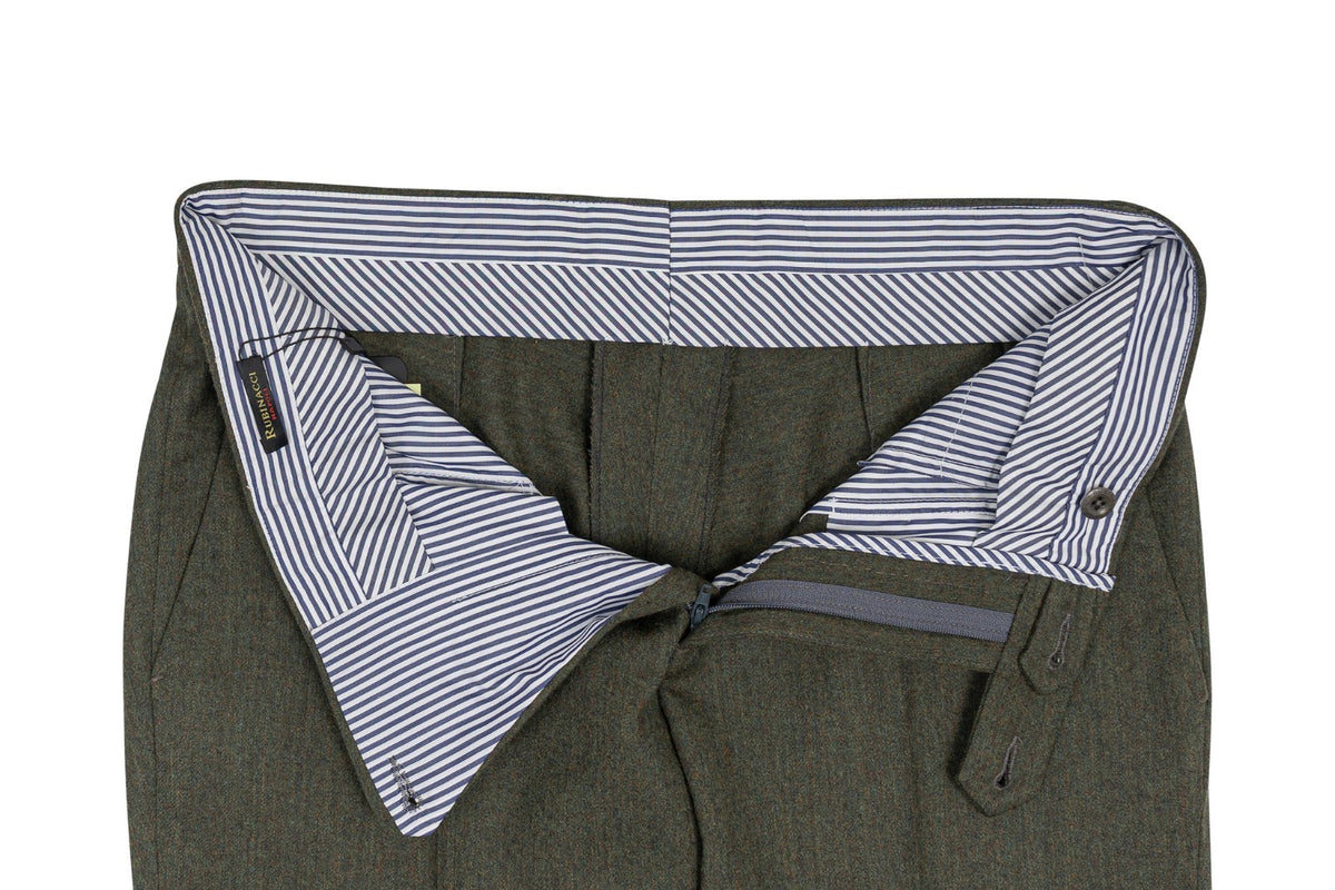670$ RUBINACCI NAPOLI English Green Trouser Pant Flannel Wool 30 US / 46 EU