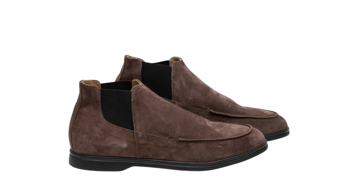 1350$ TESTONI "Portonovo" Chelsea Boot Shoes Eco Suede Brown 8 UK / 9 US / 42 IT