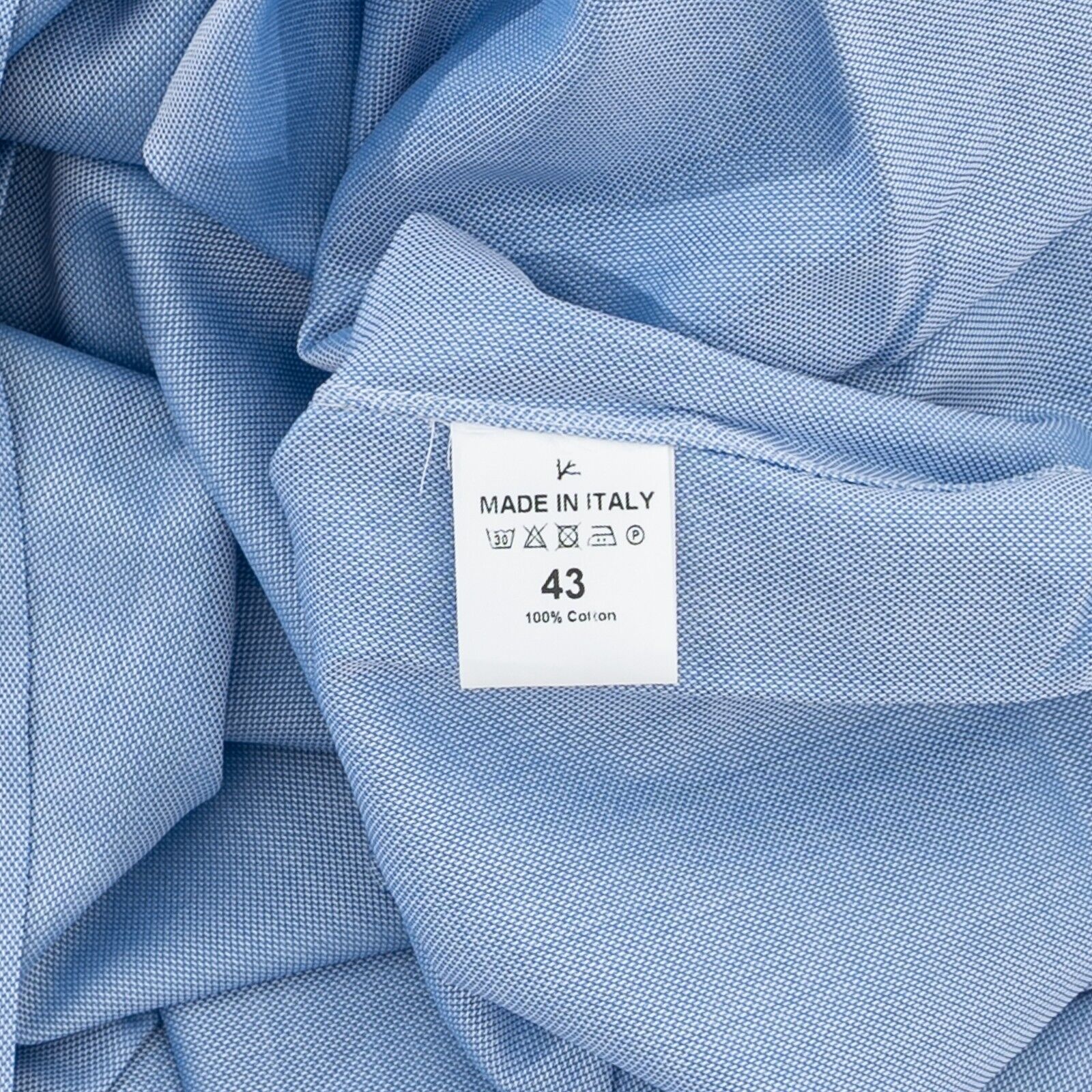 690$ ISAIA NAPOLI Blue Solid Hand-Sewn Sartorial Dress Shirt Popeline Cotton