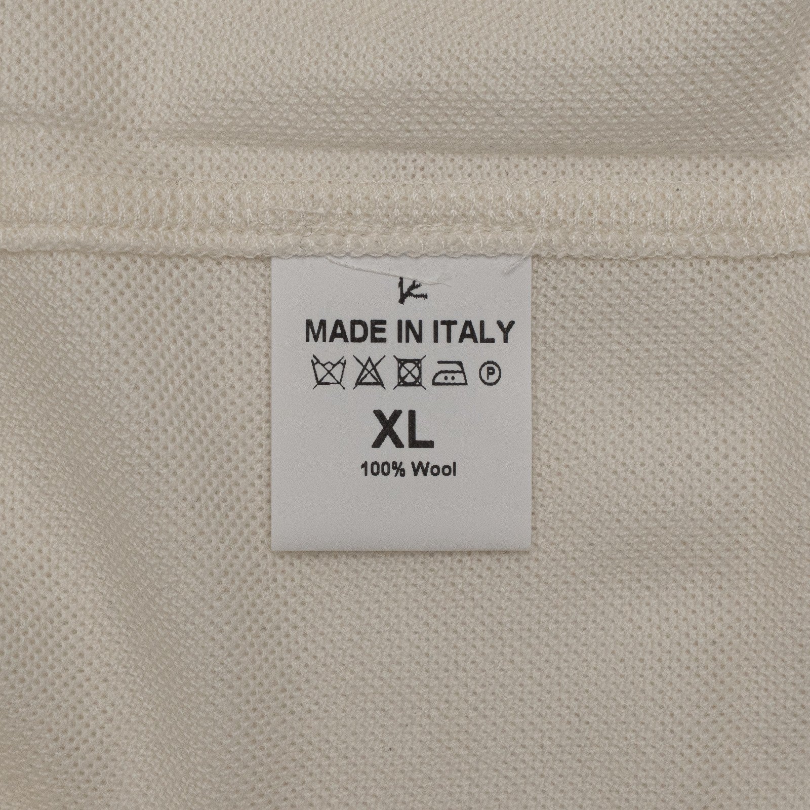 1100$ ISAIA NAPOLI Ivory Polo Zip Short Sleeve Knit Wool Size XL