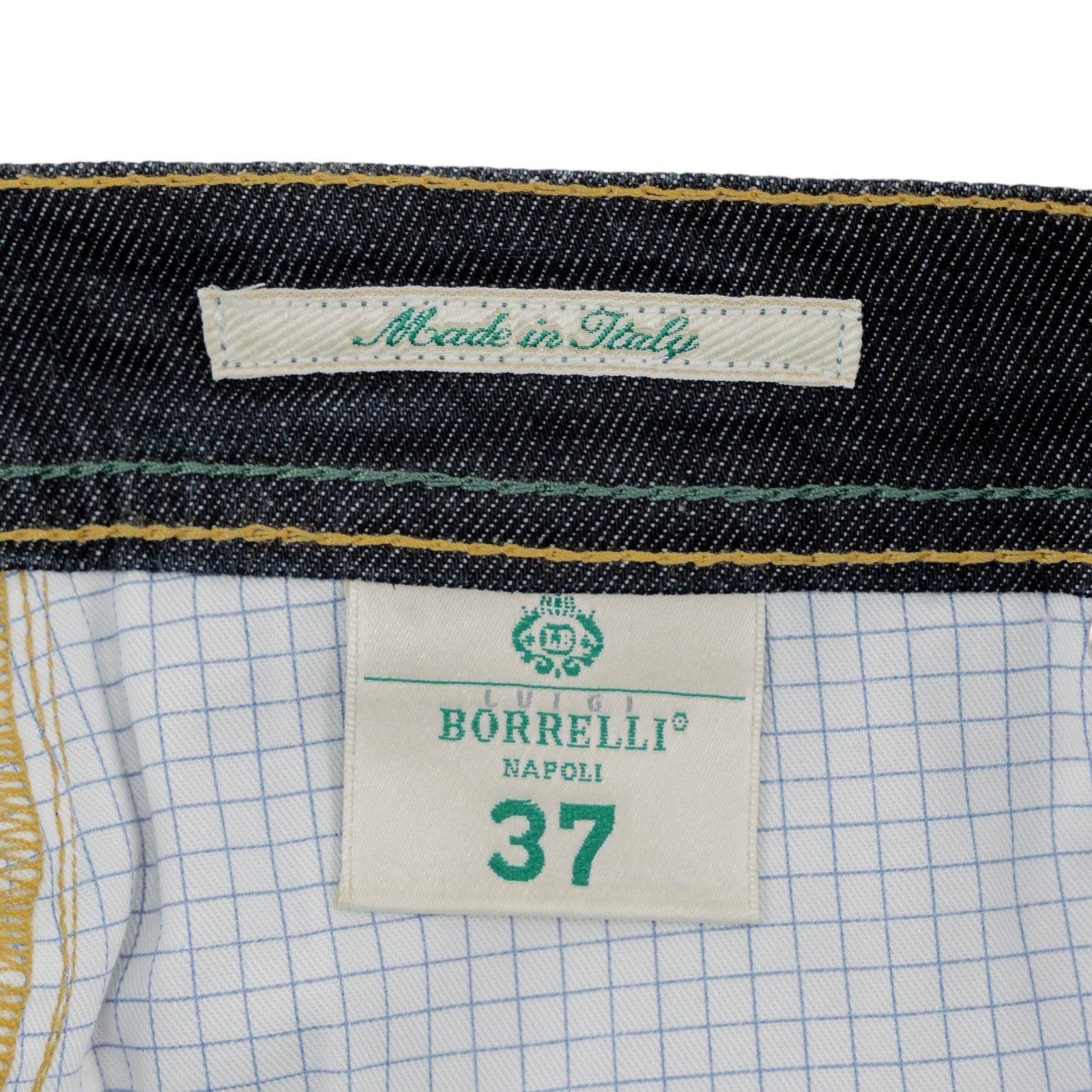 415$ LUIGI BORRELLI NAPOLI Blue Denim Jeans Pant Raw Cotton 37 US / 53 EU