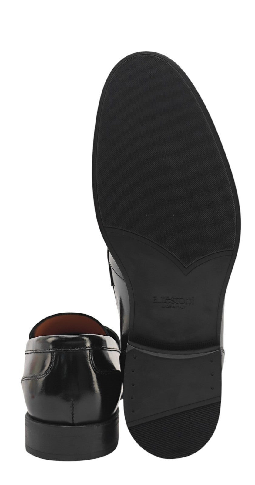 1250$ TESTONI BOLOGNA Black Loafer Shoes Calf + Metal 8 UK / 9 US / 42 IT