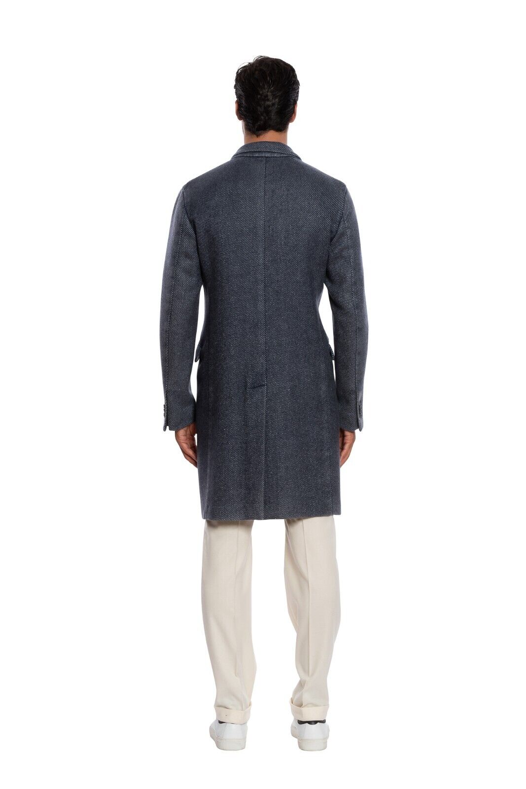 $2050 BOGLIOLI Double Braested Blu Coat K.Jacket Wool Cashmere Linen 38 US 48 EU