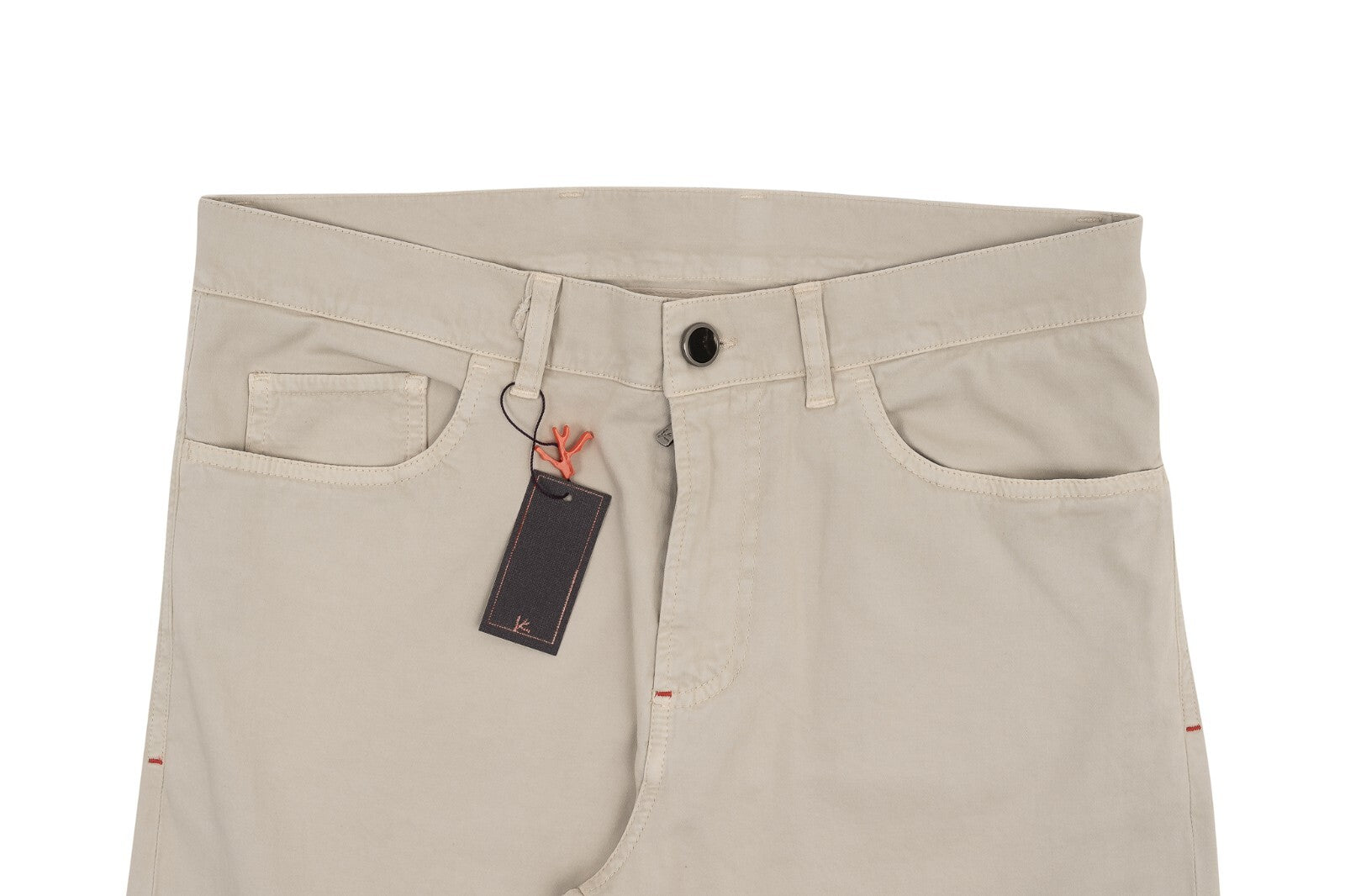 850$ ISAIA NAPOLI "Comfort" Beige 5 Pockets Trousers Pant Soft Cotton / Cashmere