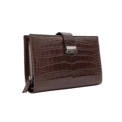 $4200 Testoni Bologna Moro Clutch Bag Travel Wallet Genuine Alligator
