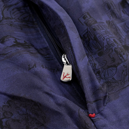 1390$ ISAIA "CAPRI" Dark Blue Drawstring Pant 100% Silk Relaxed Fit 32 US/48 EU