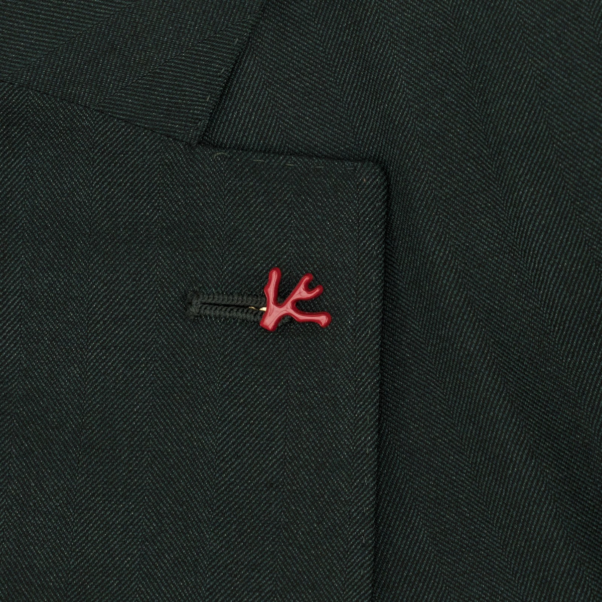 $7155 ISAIA "Sanita" Dark Green Suit Hand-Sewn Fine Wool & Silk Herringbone