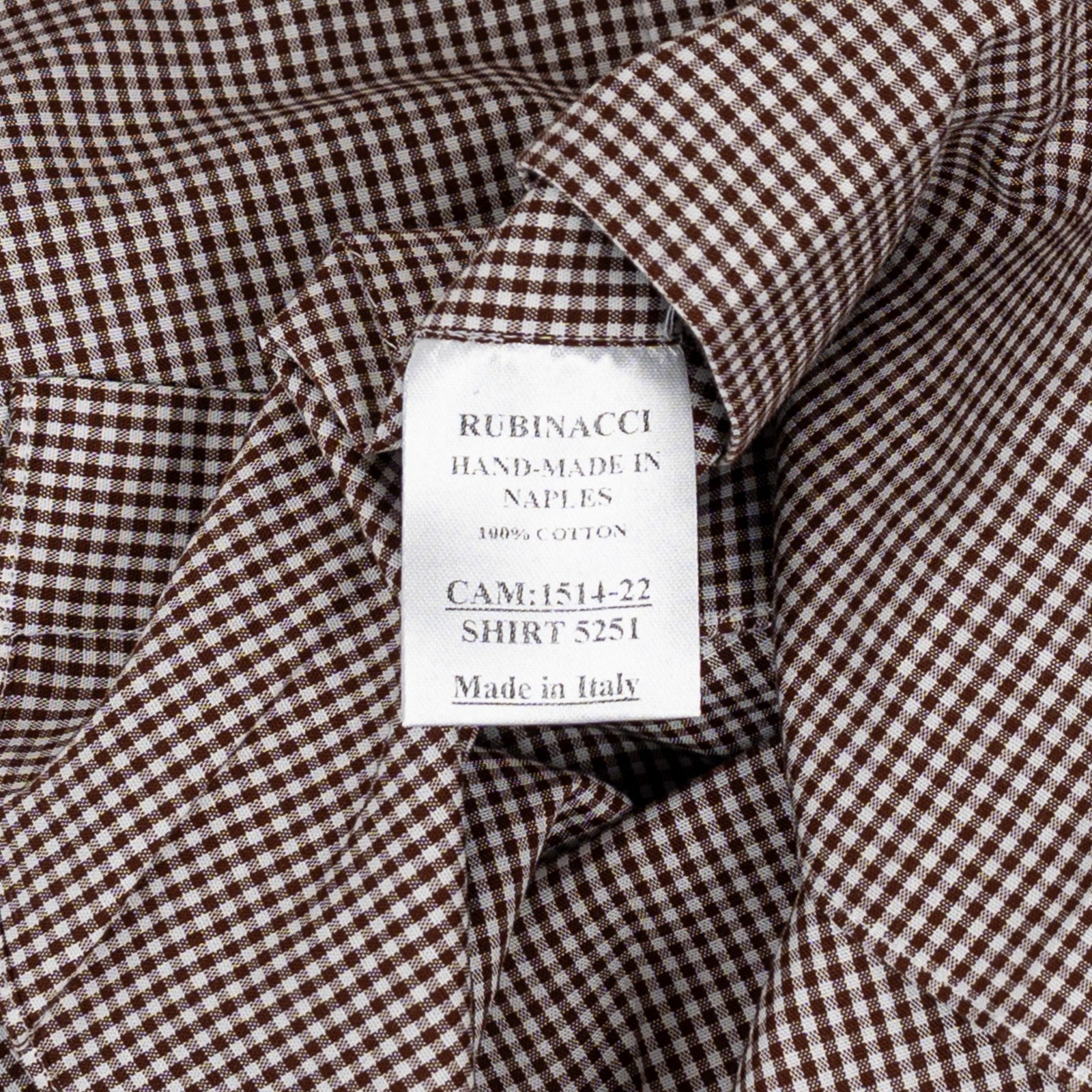 670$ RUBINACCI NAPOLI "Wall Street" White / Brown Hand-Sewn Dress Shirt Cotton