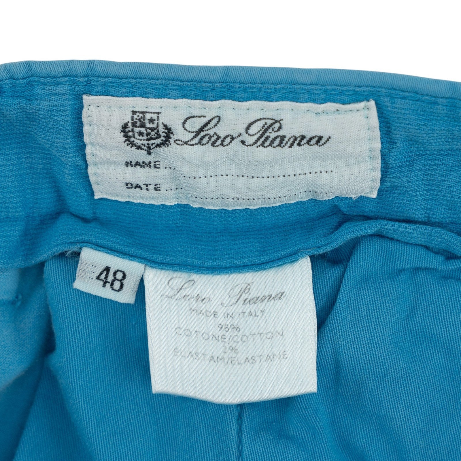 870$ LORO PIANA Turquoise Cotton Pant Straight Leg 32 US / 48 EU