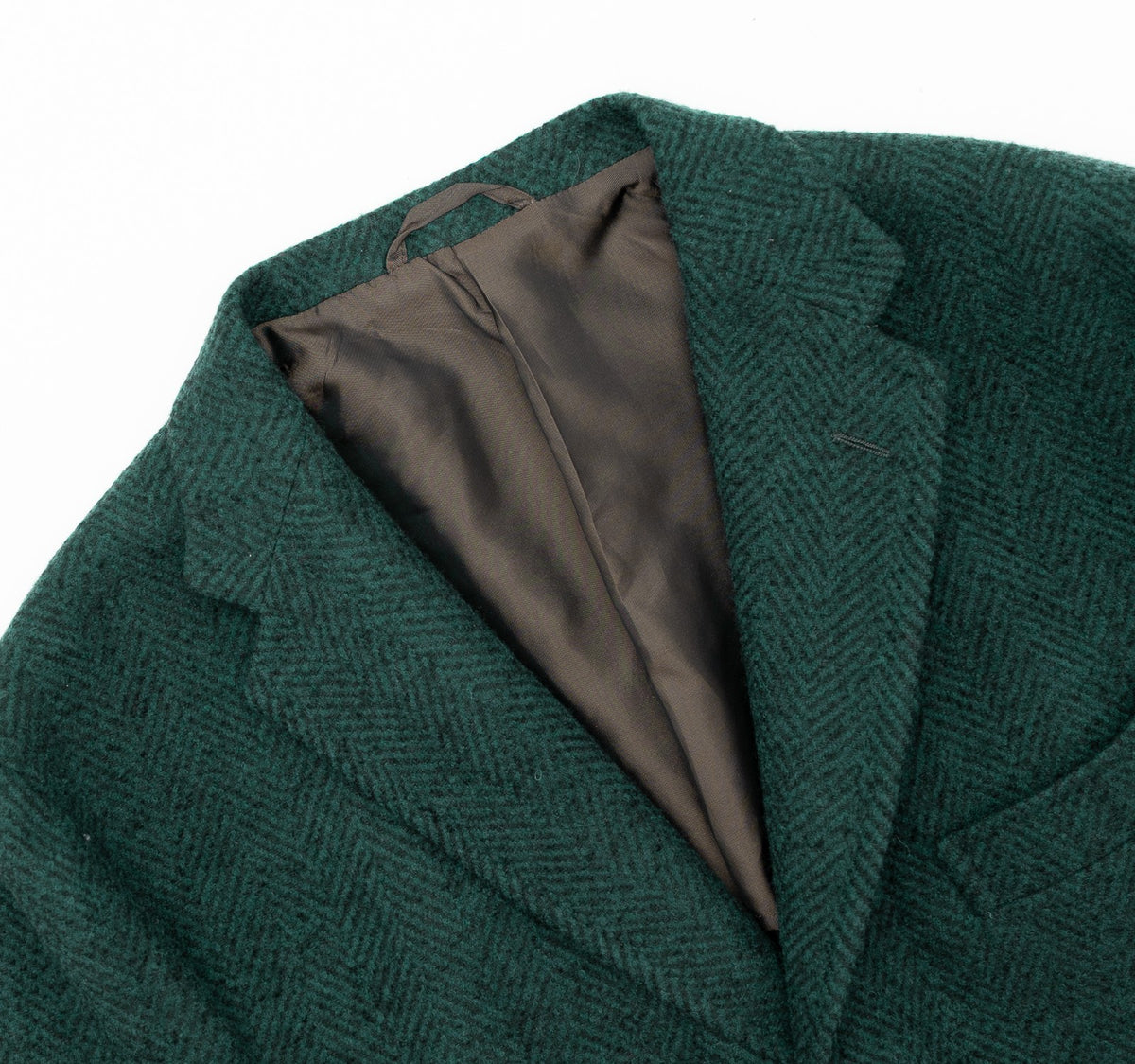 $2750 SARTORIO by KITON Green Overcoat Flannel Wool Herringbone 40 US / 50 EU
