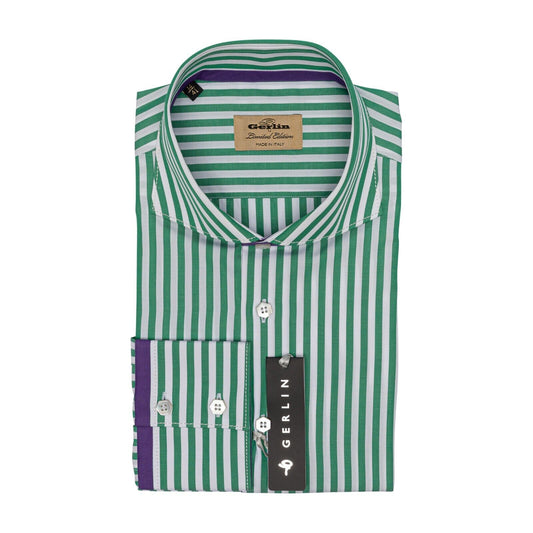 690$ LUXURY GERLIN Shirt Striped SUPRALUX ALUMO Cotton 16 - 41 2S ZILLI