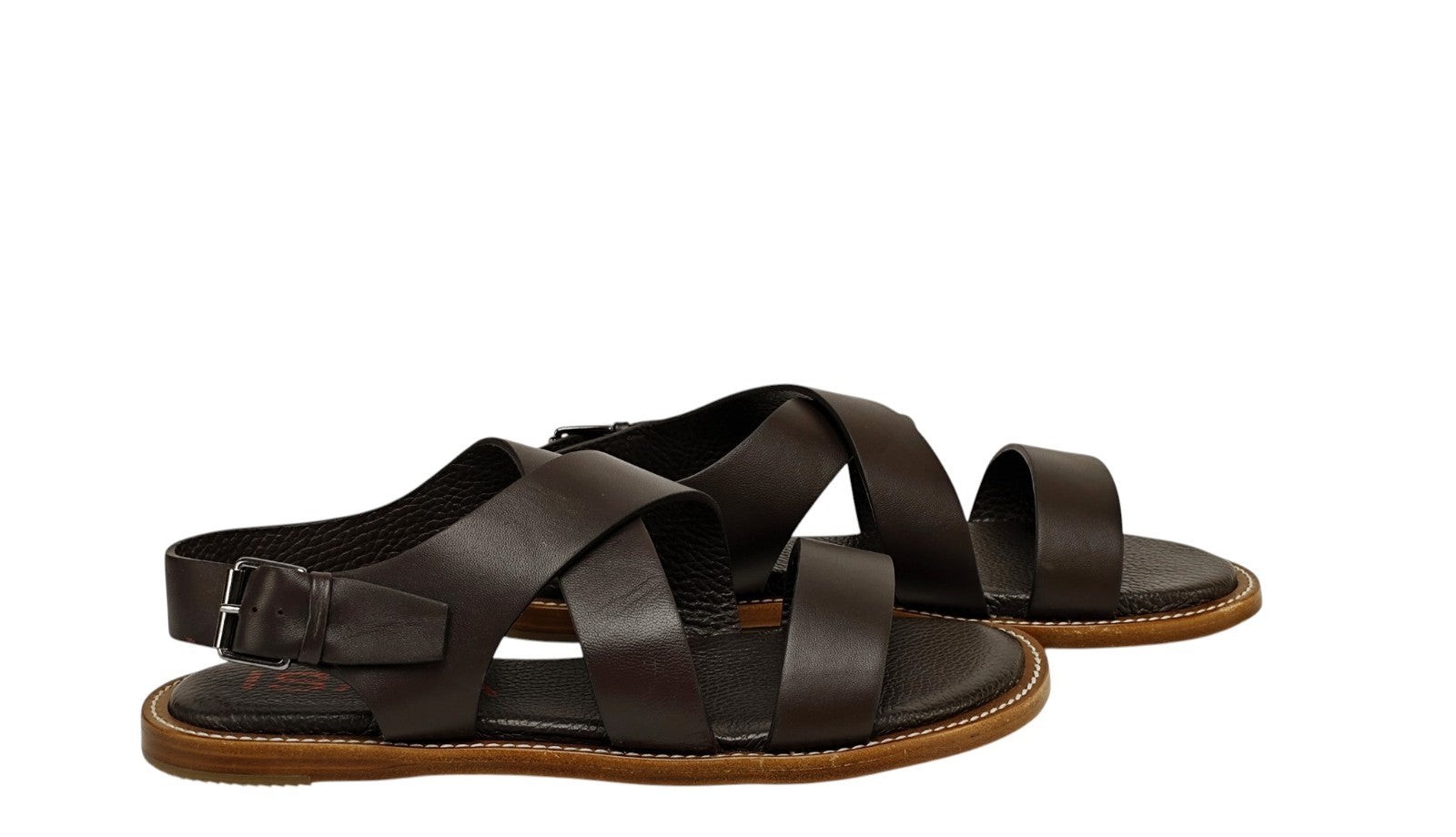 1100$ ISAIA NAPOLI Sandal Shoes Crossover Leather Handmade 8 UK - 9 US - 42 IT
