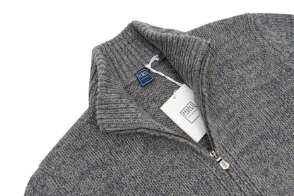 $2000 FEDELI "Favonio" Gray Cardigan Sweater Zip 100% Cashmere 40 US / 50 EU