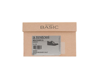 1200$ TESTONI Derby Shoes Grain Brushed Calf Blue Navy 8 UK / 9 US / 42 IT