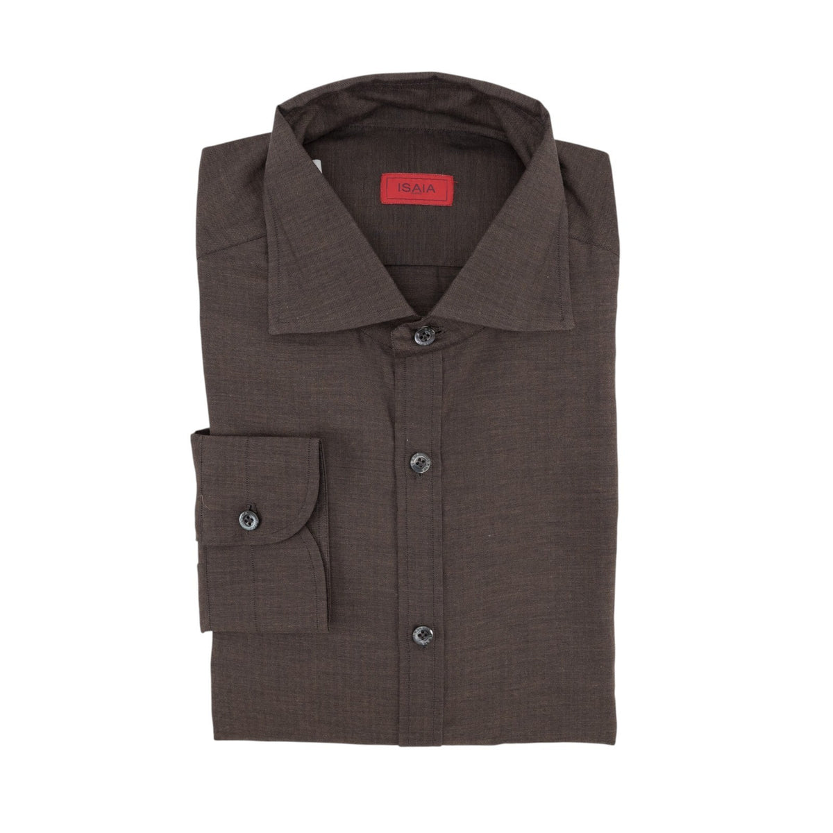780$ ISAIA "Mix" Hand-Sewn Dress Shirt Brown Cotton 15.75 - 40