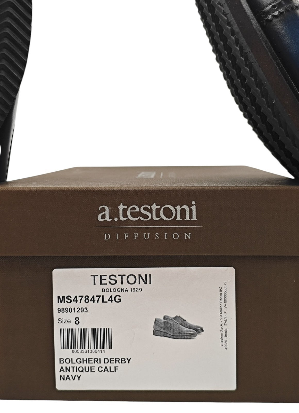 1200$ TESTONI "Bolgheri" Derby Shoes Blue Antique Calf 8.5 UK / 9.5 US / 42.5 IT