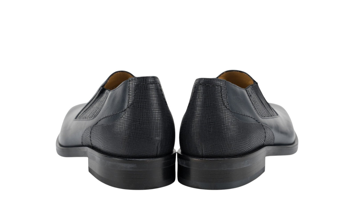 1400$ TESTONI Slip On Shoes Lux Calf+Saffiano Calf Blue Navy 8 UK / 9 US / 42 IT