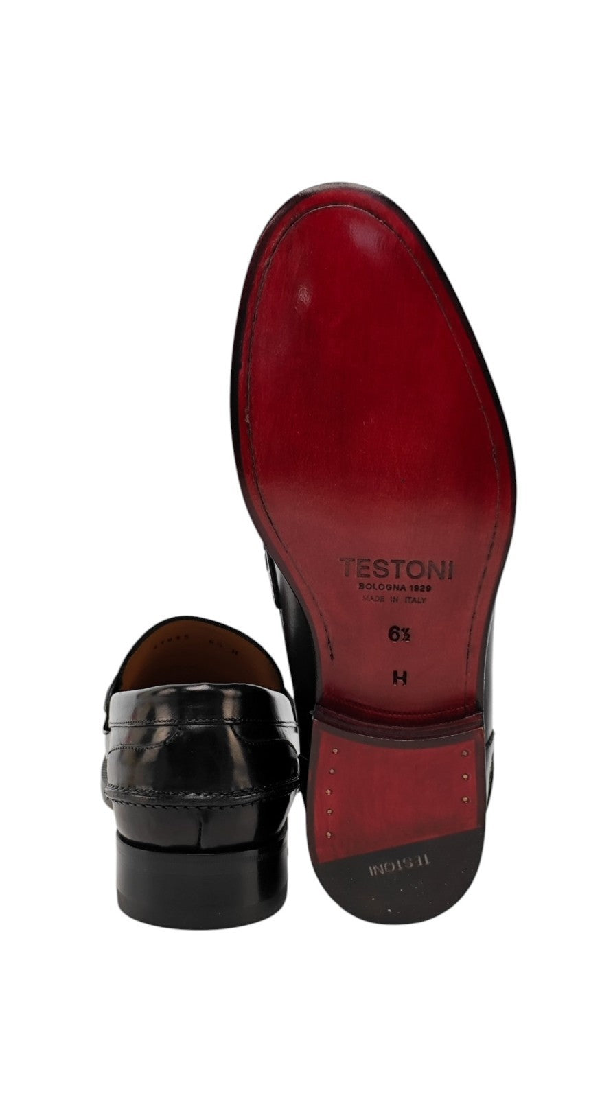 $1200 TESTONI "Trento" Loafer Shoes Antique Lux Calf Black