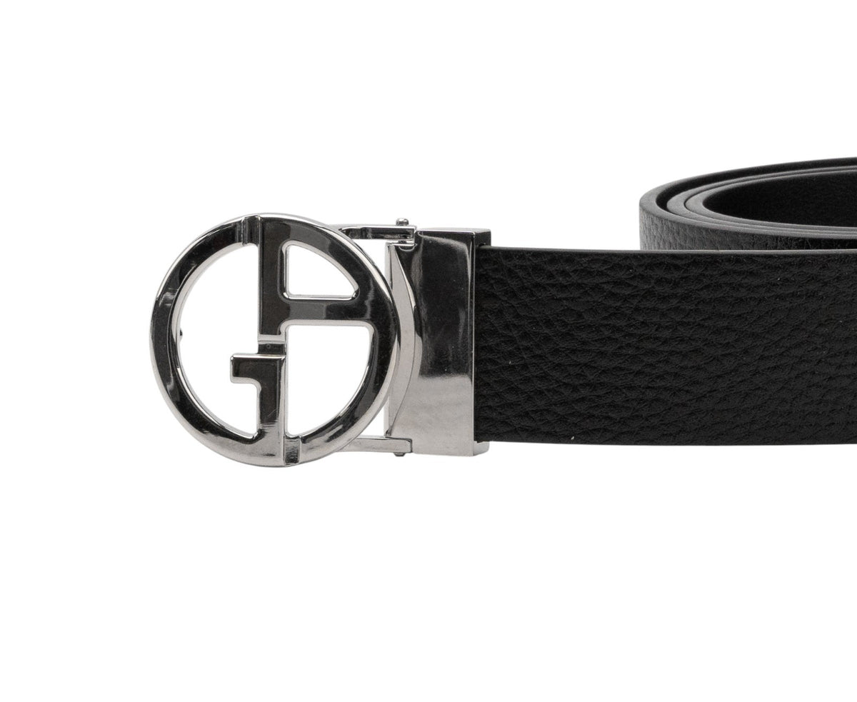 520$ GIORGIO ARMANI Belt Black Reversible GA Logo Leather Grained Size 110