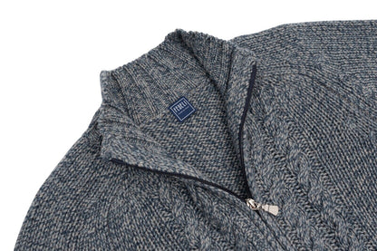 $1600 FEDELI "Breton" Blue Cardigan Jacket Zip Cashmere Blend 40 US / 50 EU