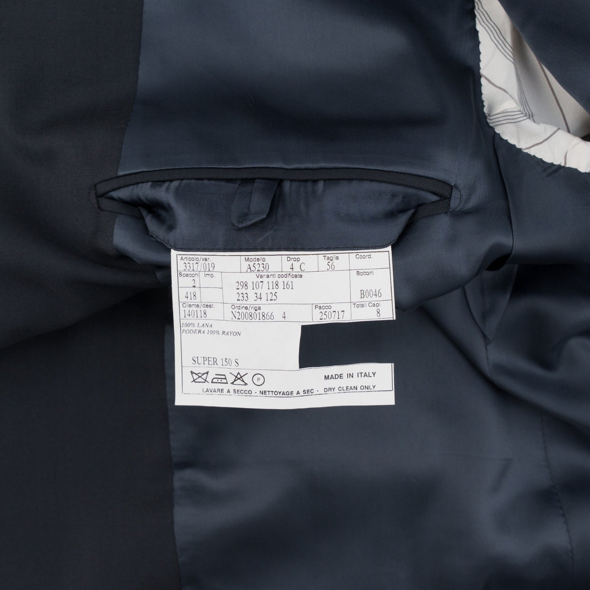 $1800 BURBERRY LONDON Blue Midnight Solid Suit Fine Wool 150's  46 US / 56 EU 4C