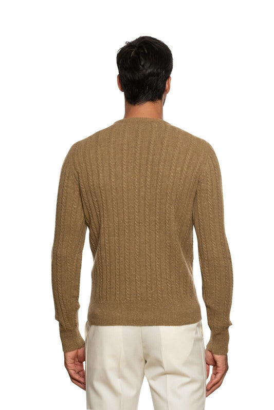 $1100 FEDELI CASHMERE Brown Sweater Thick 100% Cashmere Cable Knit 40 US / 50 EU