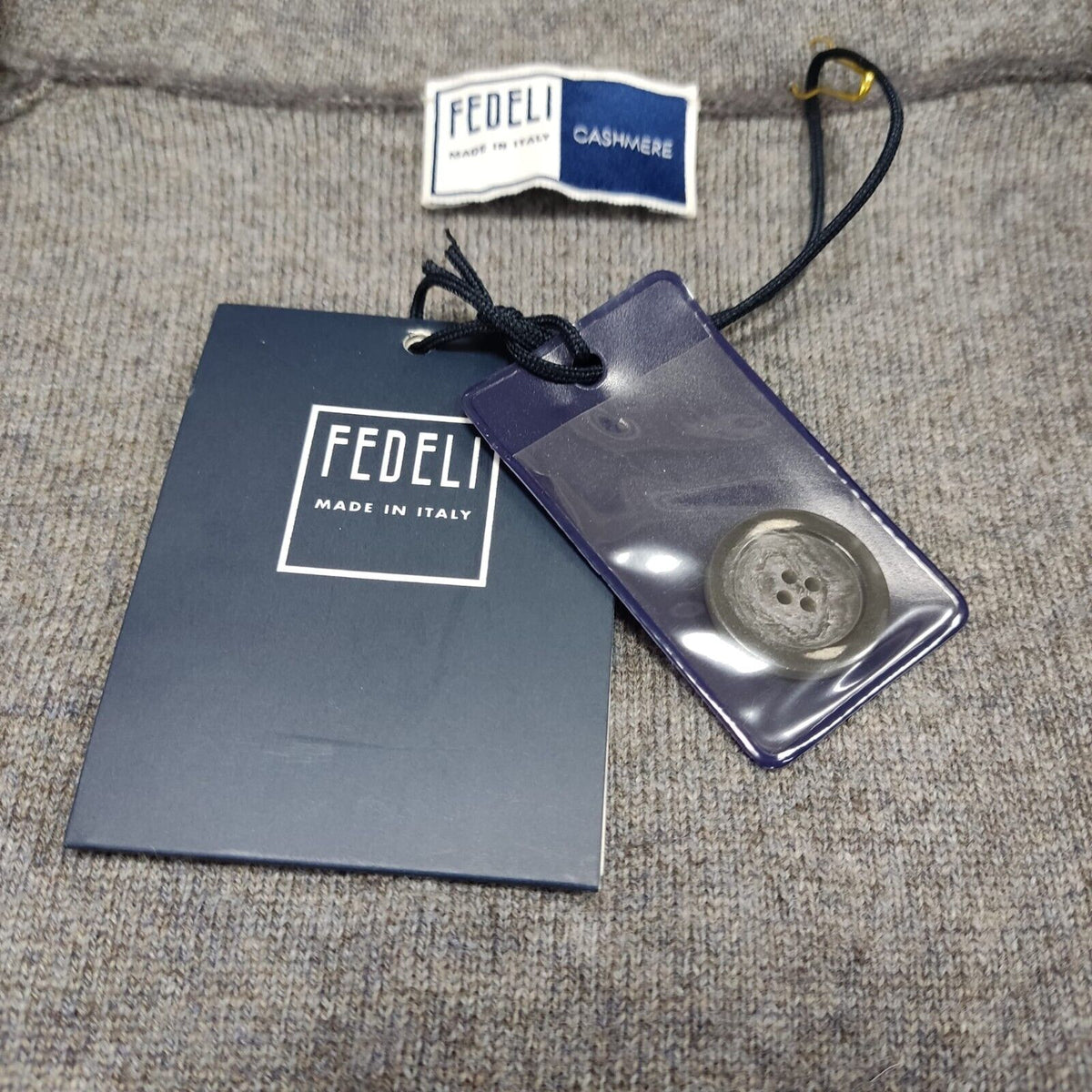 $1800 FEDELI CASHMERE Cardigan Jacket Knit 100% Cashmere + Leather 40 US / 50 EU