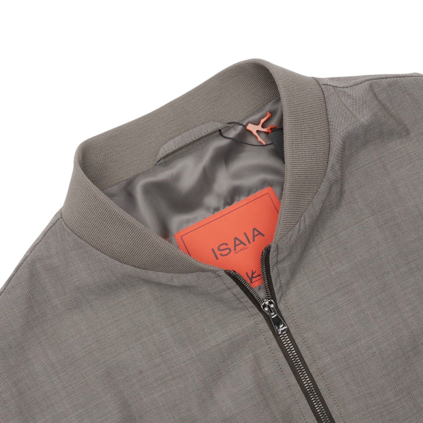 $3200 ISAIA NAPOLI Varsity Bomber Jacket Gray Techno Wool 44 US / 54 EU
