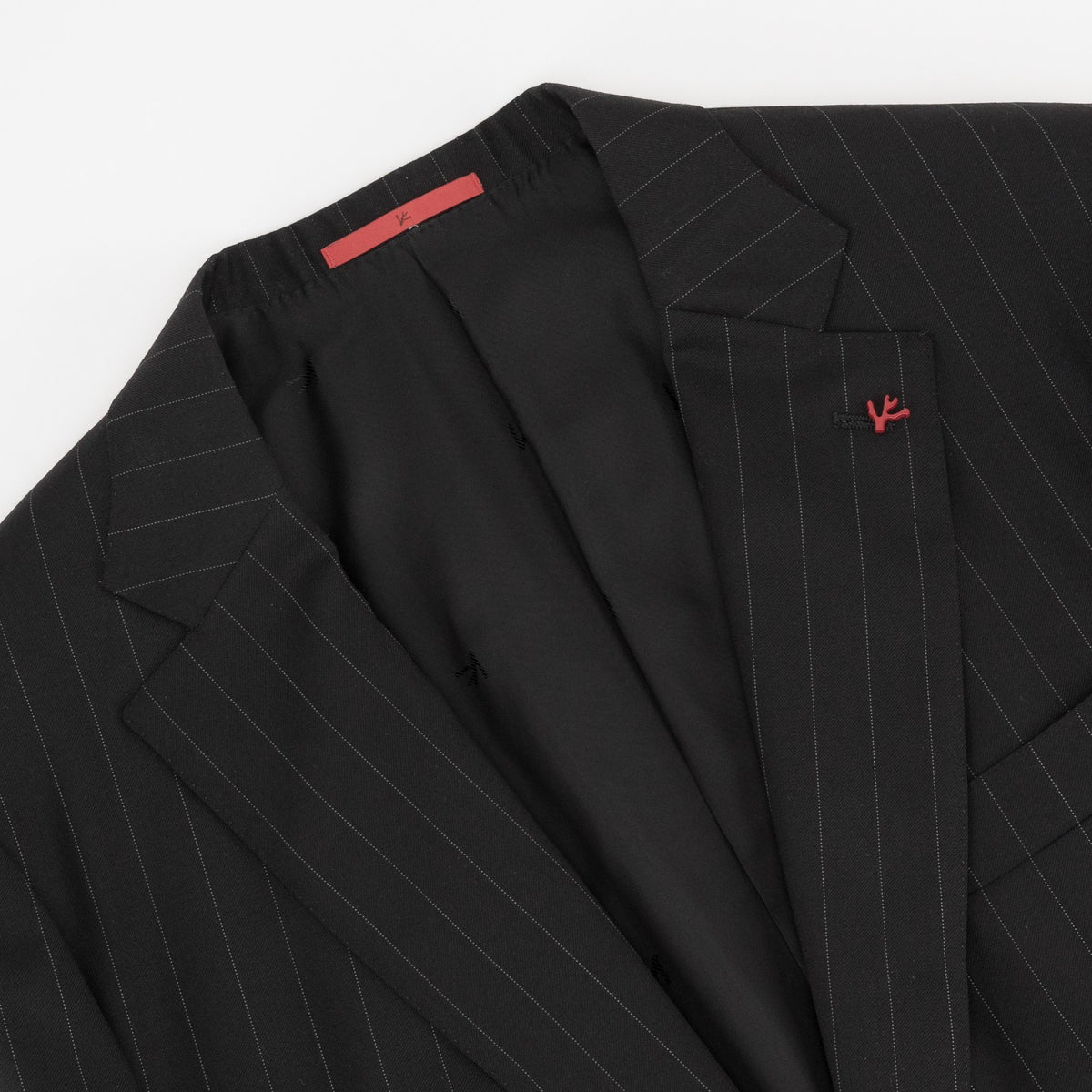 $6600 ISAIA "Gregorio" Black Hand-Sewn Suit Fine Wool Striped 46 US / 56 EU 8R