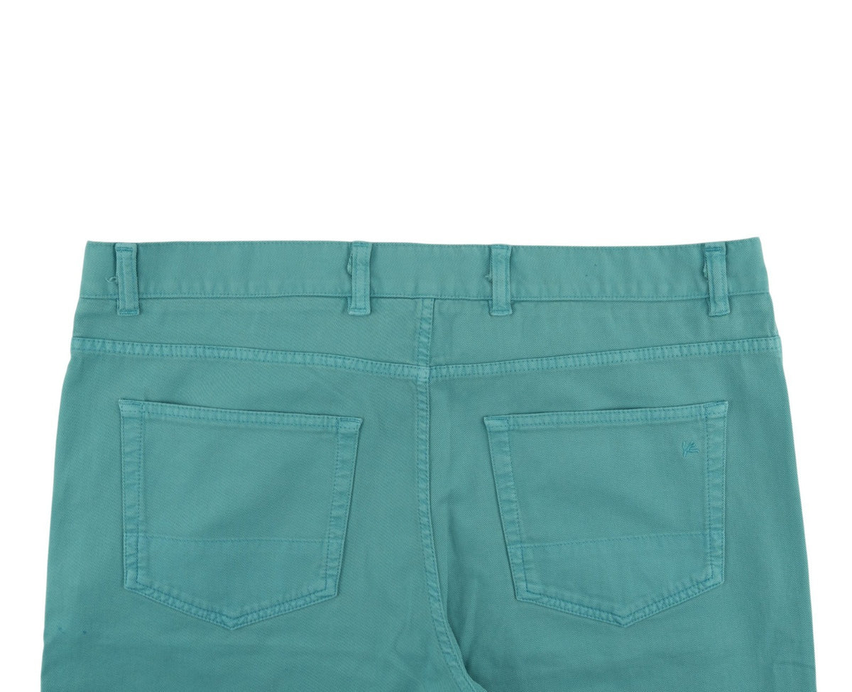 690$ ISAIA NAPOLI Turquoise 5 Pockets Pant Denim Cotton 46 US / 56 EU