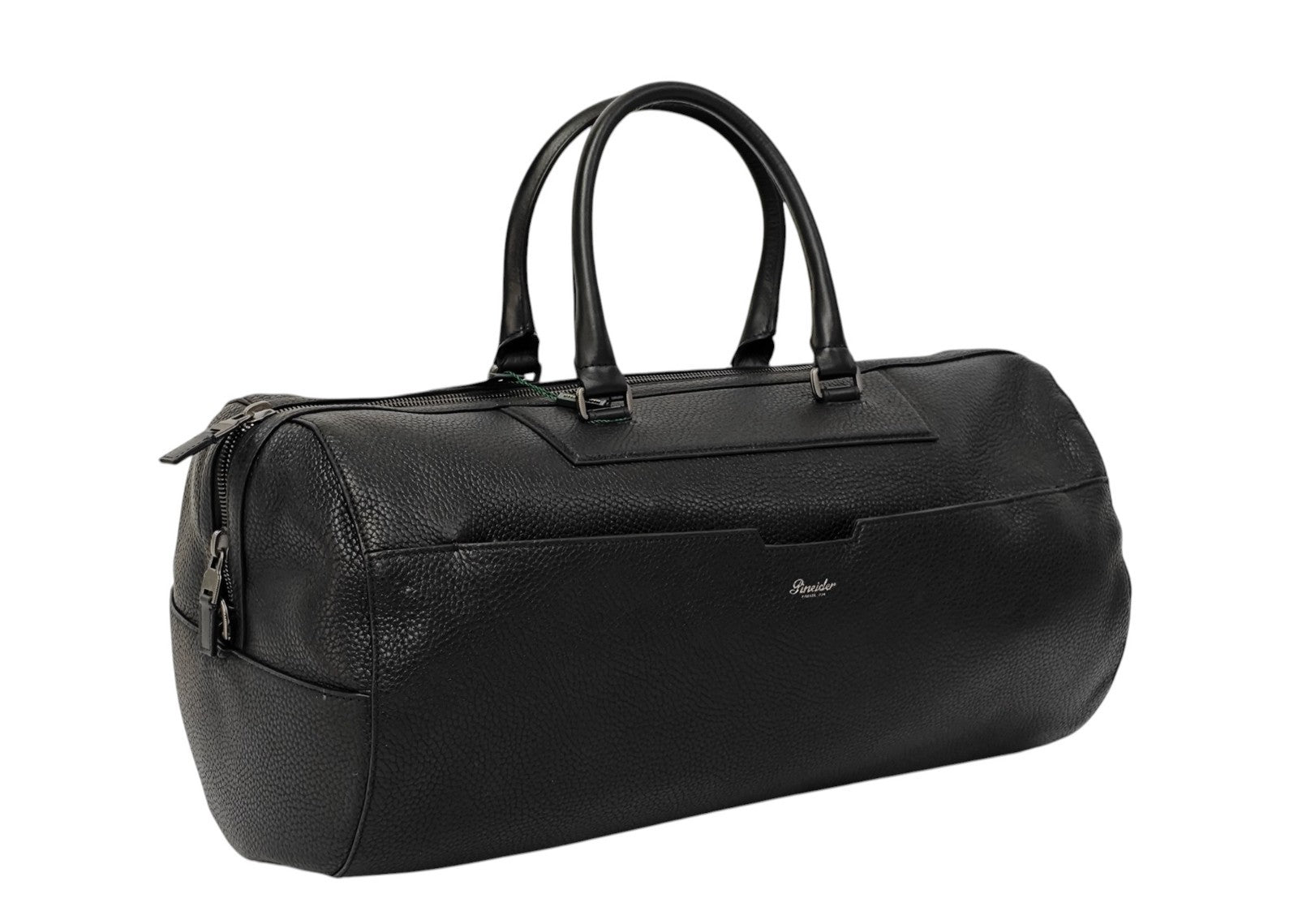 1950$ PINEIDER FIRENZE "Bottolato" Grain Calf Shoulder Travel Duffle Bag Black