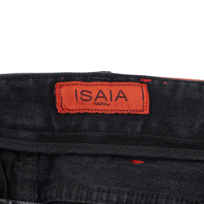 795$ ISAIA Black Washed Denim Jeans 5 Pocket Pant Cotton Slim Fit 36 US / 52 EU