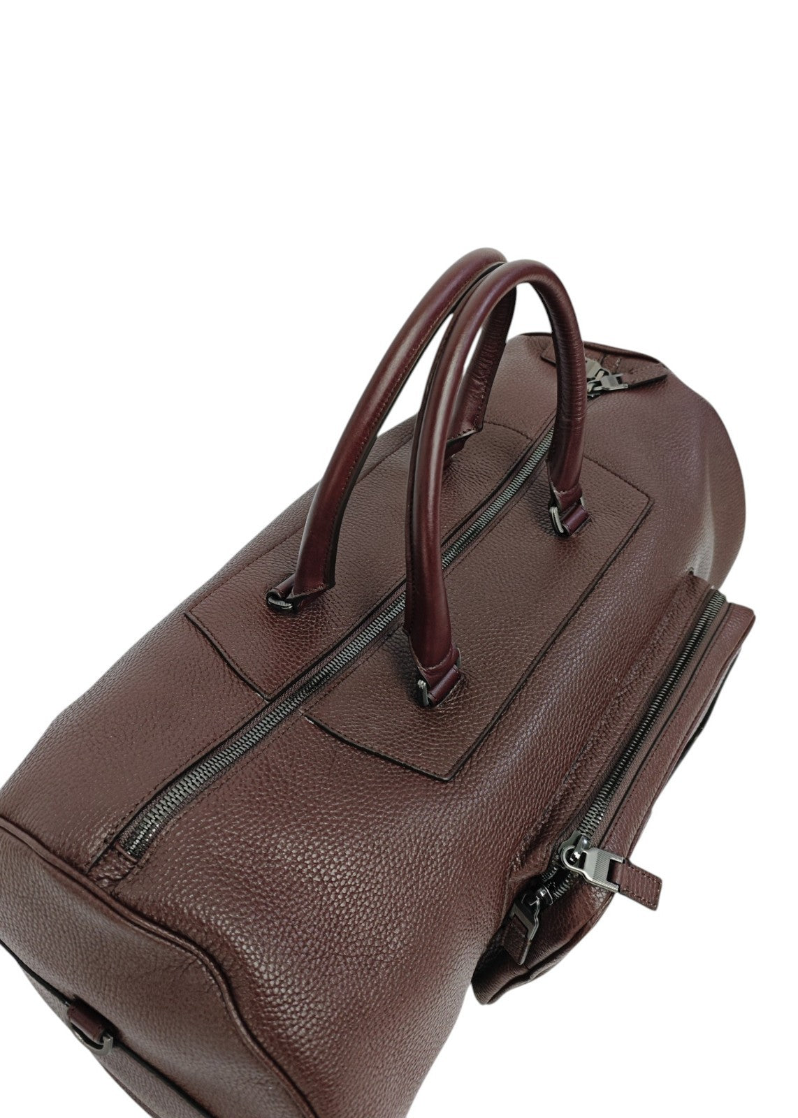 1950$ PINEIDER FIRENZE Burgundy Grain Calf Shoulder Travel Duffle Bag XL