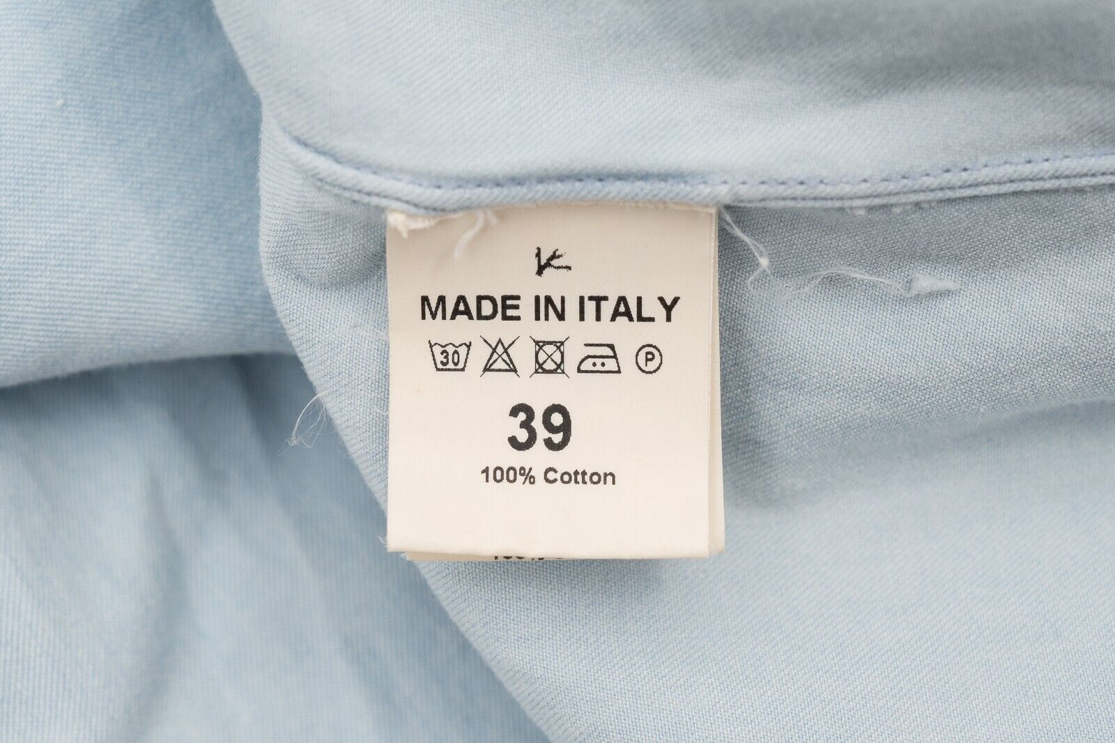 850$ ISAIA NAPOLI Light Blue Denim Hand Sewn Shirt Cotton  15.5 - 39