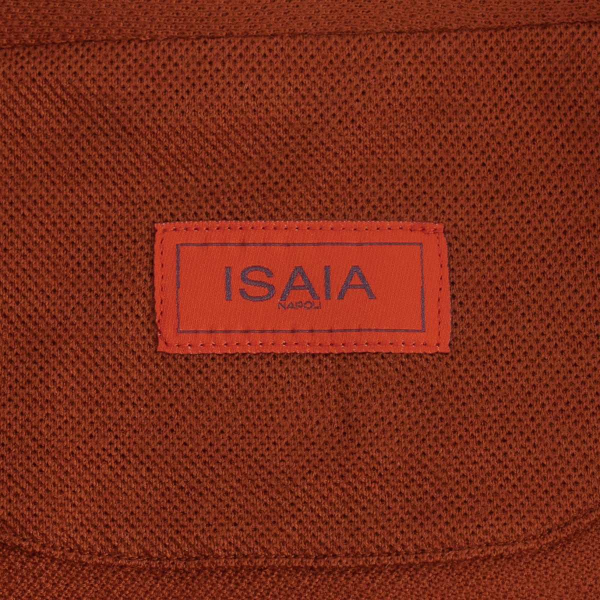 1200$ ISAIA NAPOLI Rust Handmade Polo Long Sleeve Knit Wool Jersey