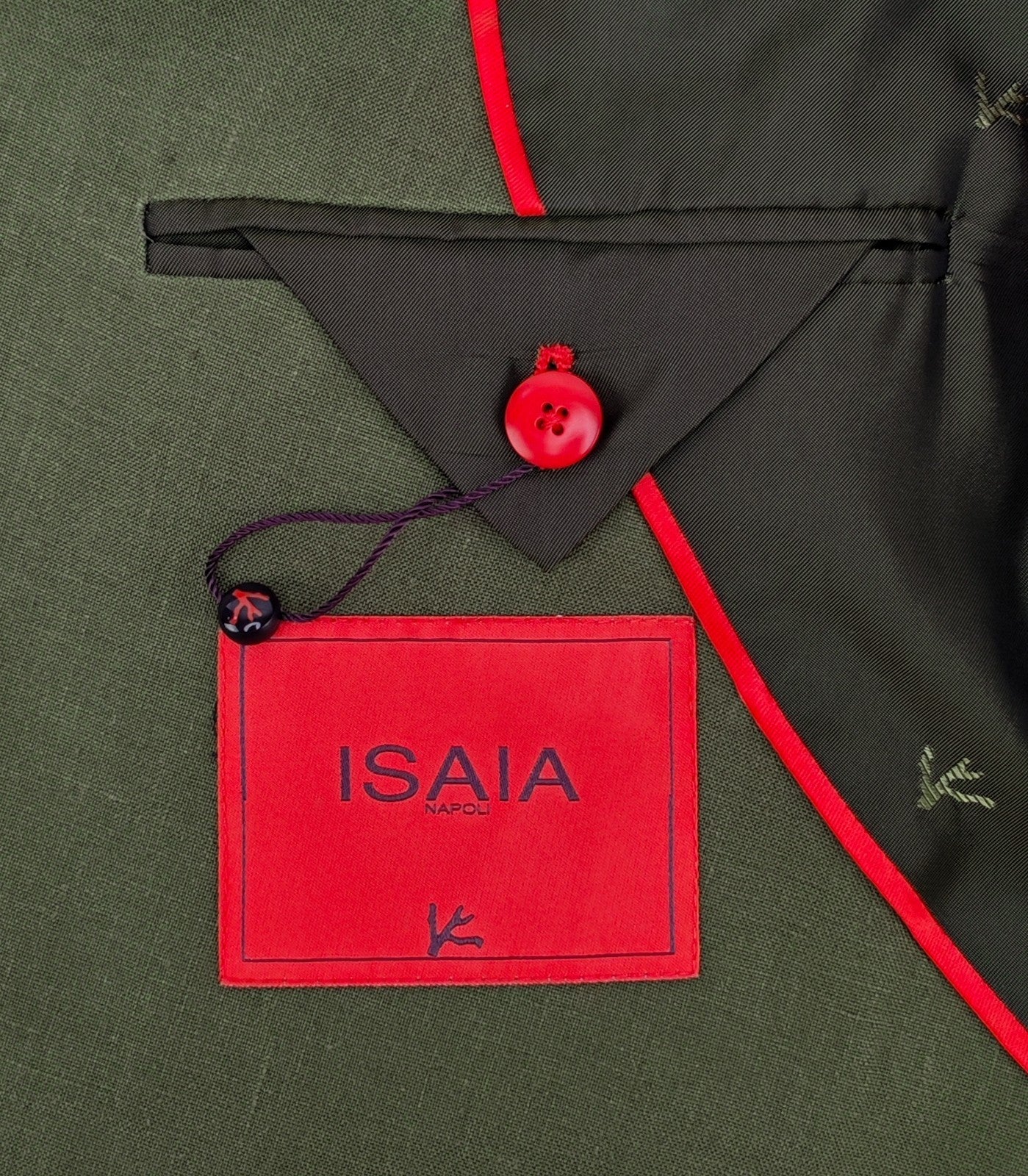 $8395 ISAIA "Marechiaro" Green Double Breasted Suit 100% Linen 38 US / 48 EU  8R