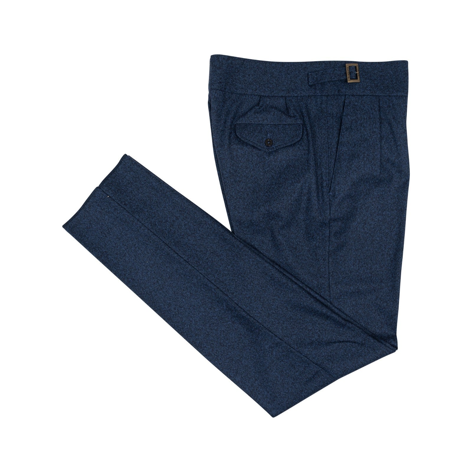 670$ RUBINACCI NAPOLI "Manny" Blue Flannel Wool High Rise Pant 32 US / 48 EU