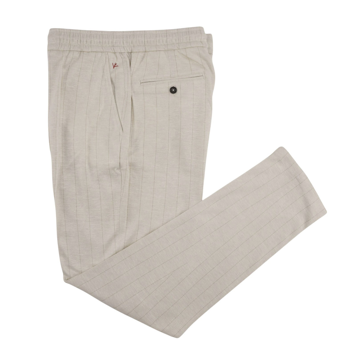 1350$ ISAIA NAPOLI Ivory Striped Drawstring Pant Wool - Silk - Linen 40 US 56 EU