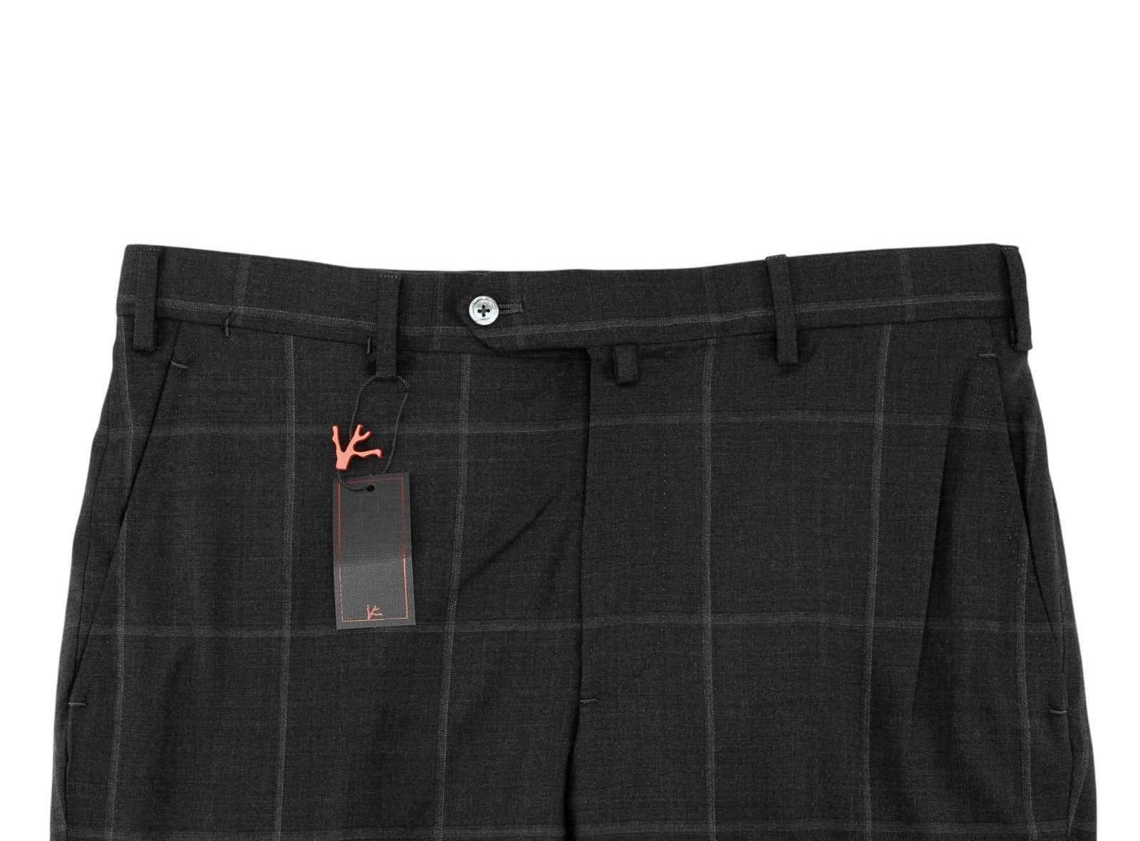 1550$ ISAIA Hand-Sewn Tapered Dress Pant Fine Wool Charcoal 34 US / 50 EU