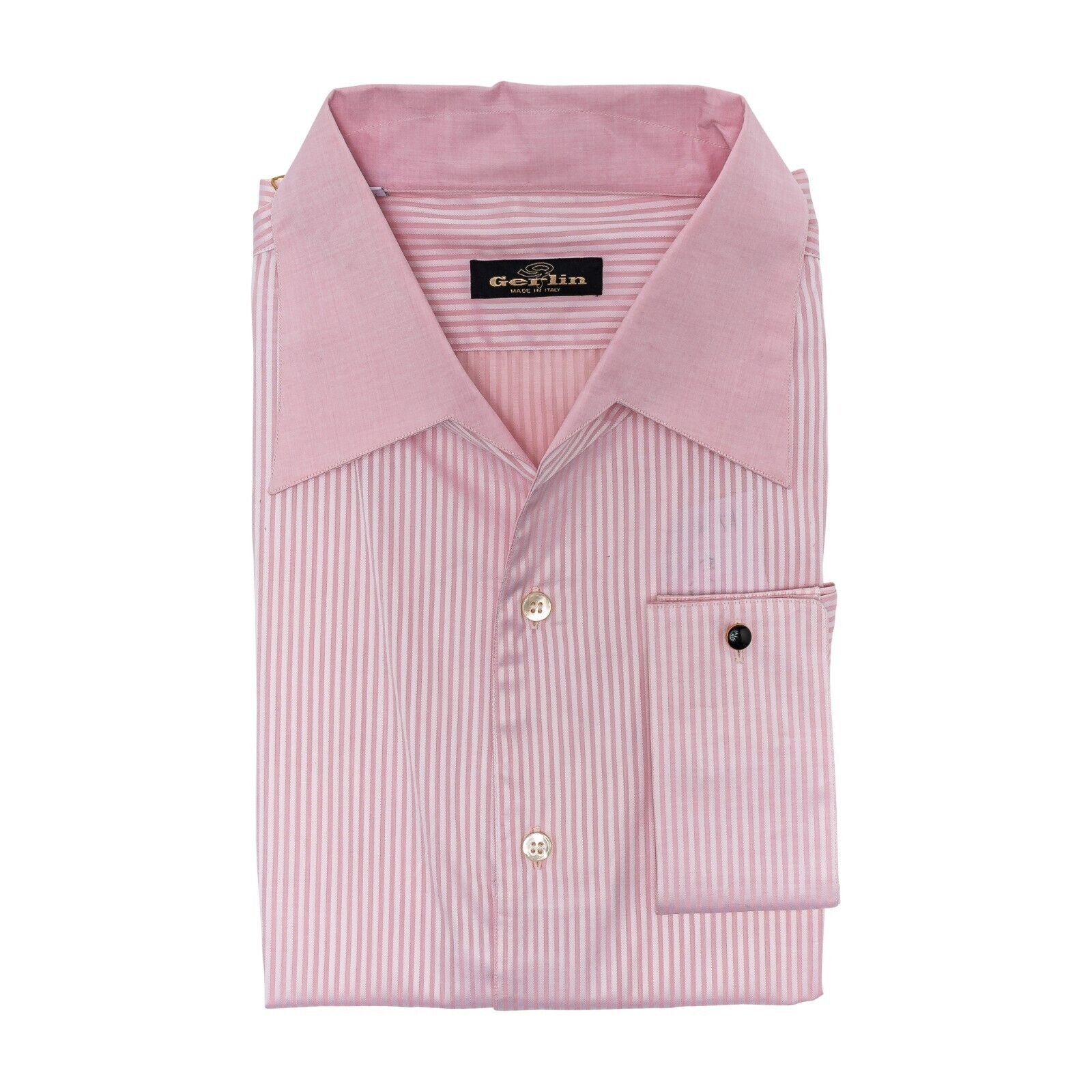 690$ LUXURY GERLIN Shirt Striped Pink ALUMO Cotton 16- 41  BIJAN