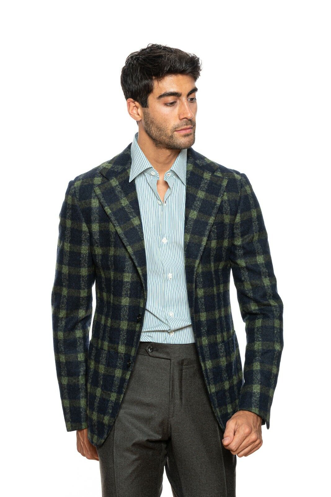 $2295 BELVEST Blue Green Baby Alpaca Jacket 42 US / 52 EU Drop 8R Slim  
