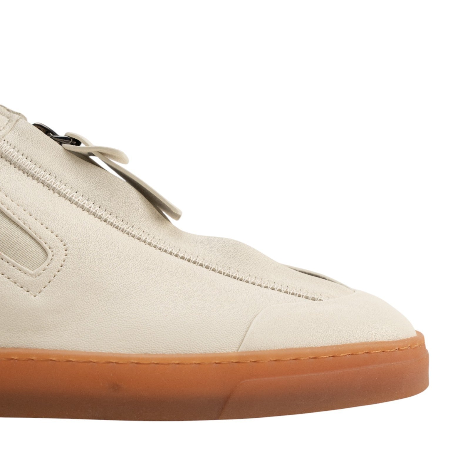 1450$ GIORGIO ARMANI Runway Sandal Zip Shoes With Cut-Outs Ivory Leather