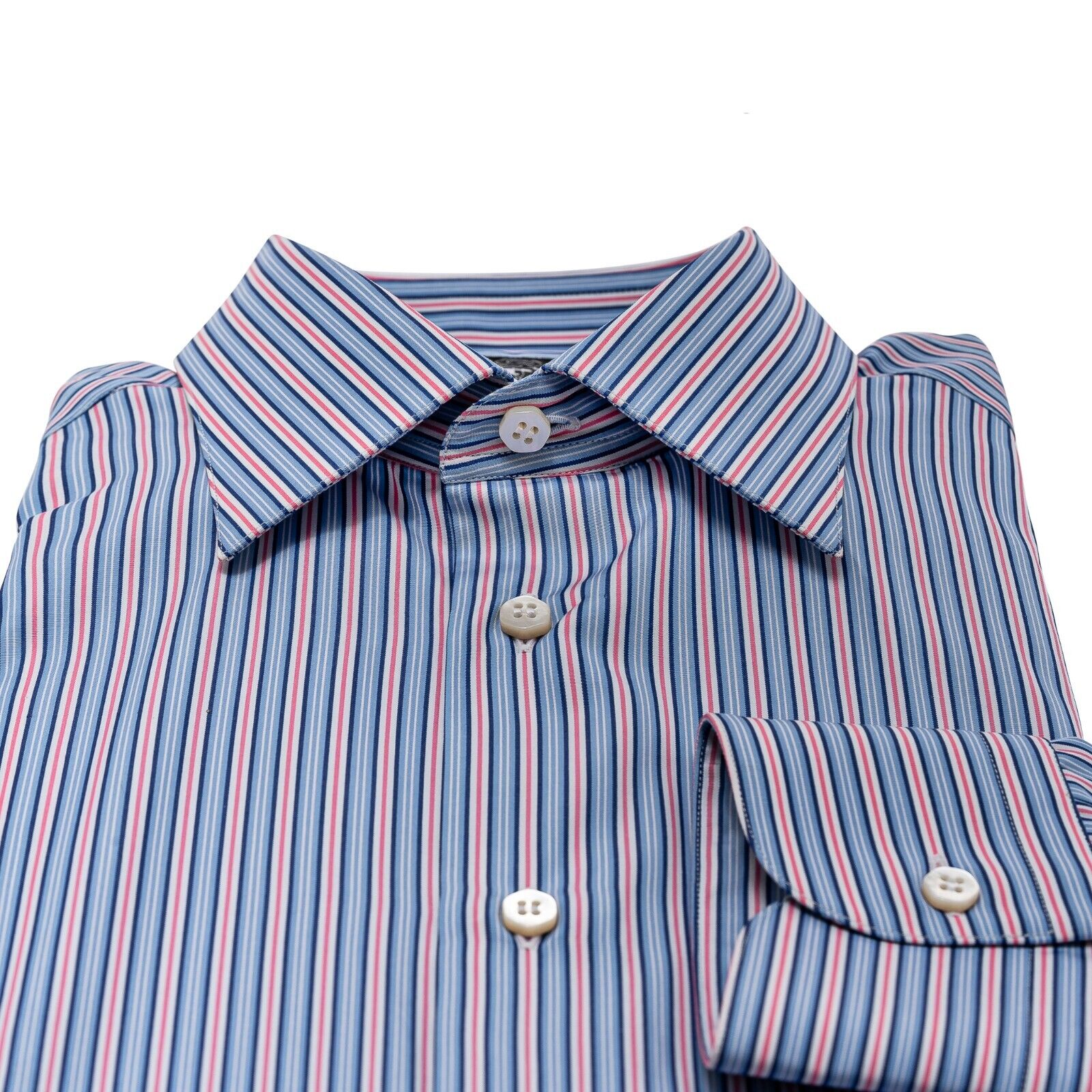 690$ LUXURY GERLIN Shirt Striped Light Blue Cotton 16 - 41 5N BIJAN
