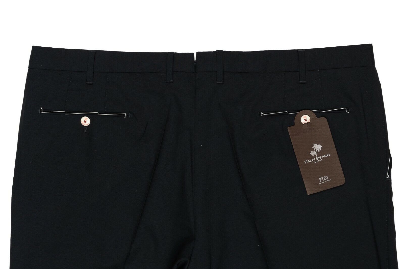 280$ PT01 PALM BEACH Blue Solid Trousers Dress Pants Fine Wool Slim 44US / 60EU