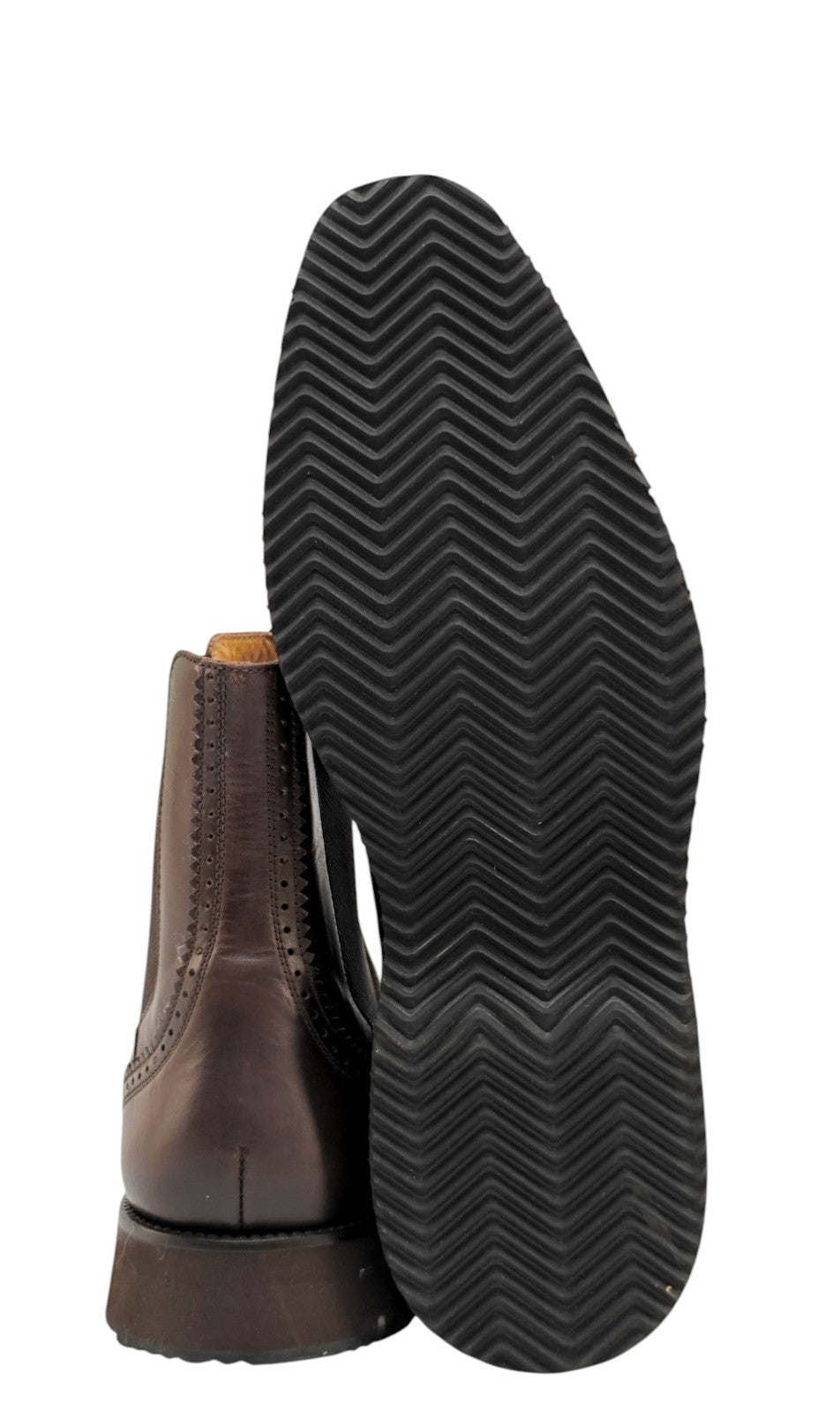 1400$ TESTONI Cigar Chelsea Boot Brogue Antique Calf  8 UK / 9 US / 42 IT