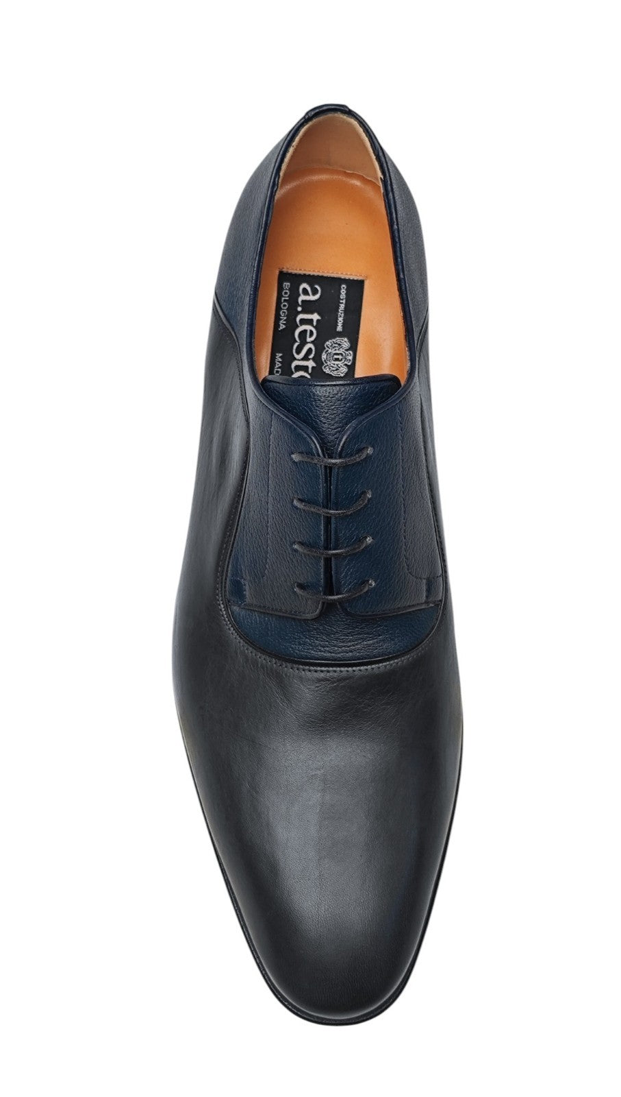 1200$ TESTONI Derby Shoes Soft Calf / Mini Karibu Blue 8 UK / 9 US / 42 IT